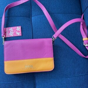 Trina Turk Fuchsia and Orange Two-Tone Crossbody Bag
